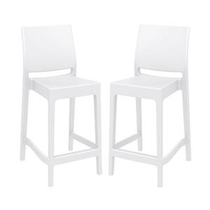 Home Square Resin 29.5&quot Barstool in White - Set of 2