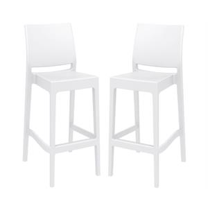 Home Square Resin 25.6&quot Counter Stool in White - Set of 2