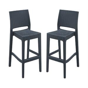 Home Square 29.5&quot Barstool in Dark Gray - Set of 2