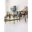 Home Square Polycarbonate Patio Side Table in Transparent Amber - Set of 2