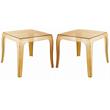 Home Square Polycarbonate Patio Side Table in Transparent Amber - Set of 2