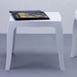 Home Square Polycarbonate Patio Side Table in Glossy White - Set of 2