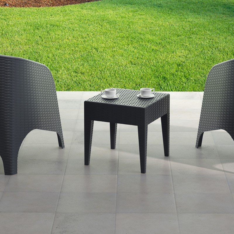 Home Square Square Patio End Table in Dark Gray - Set of 2