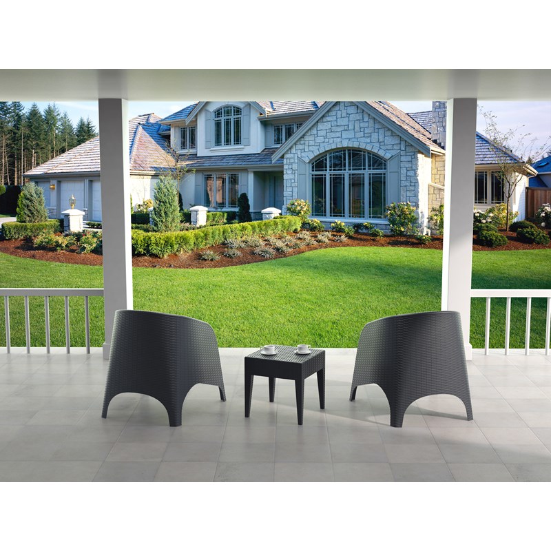 Home Square Square Patio End Table in Dark Gray - Set of 2