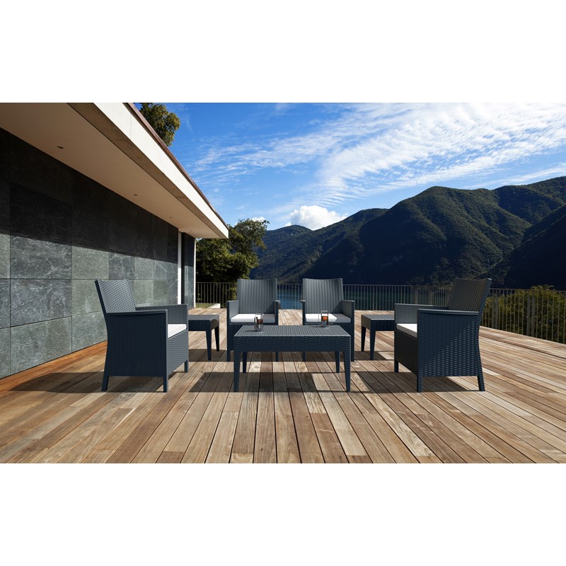 Home Square Square Patio End Table in Dark Gray - Set of 2