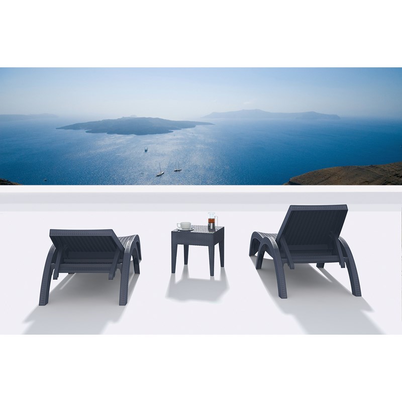 Home Square Square Patio End Table in Dark Gray - Set of 2