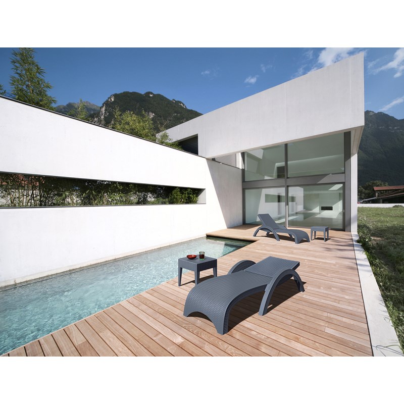 Home Square Square Patio End Table in Dark Gray - Set of 2