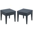 Home Square Square Patio End Table in Dark Gray - Set of 2