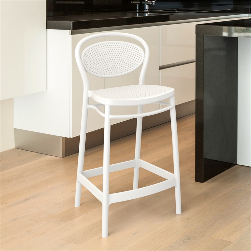 Home Square Indoor Outdoor Counter in Stool White - Set of 2