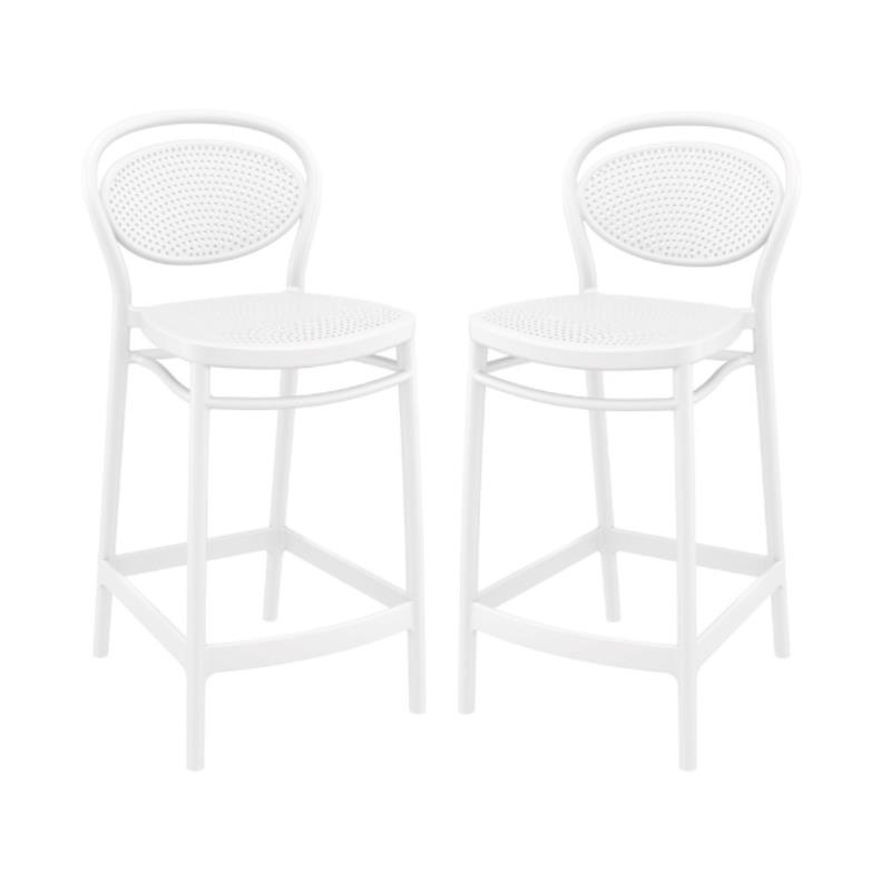 Home Square Indoor Outdoor Counter in Stool White - Set of 2