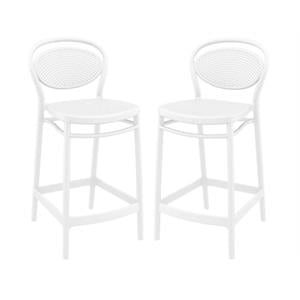 Home Square Indoor Outdoor Counter in Stool White - Set of 2
