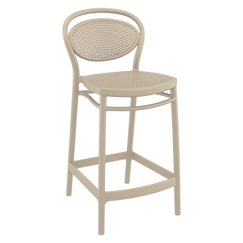 Home Square Indoor Outdoor Counter Stool in Taupe - Set of 2