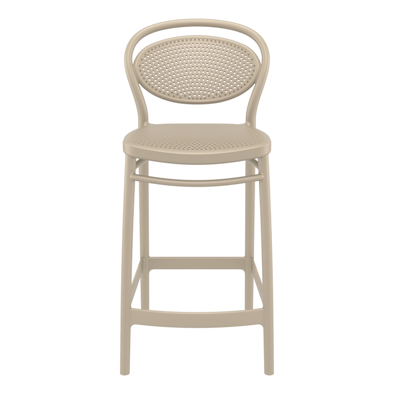 Home Square Indoor Outdoor Counter Stool in Taupe - Set of 2
