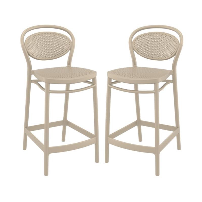 Home Square Indoor Outdoor Counter Stool in Taupe - Set of 2