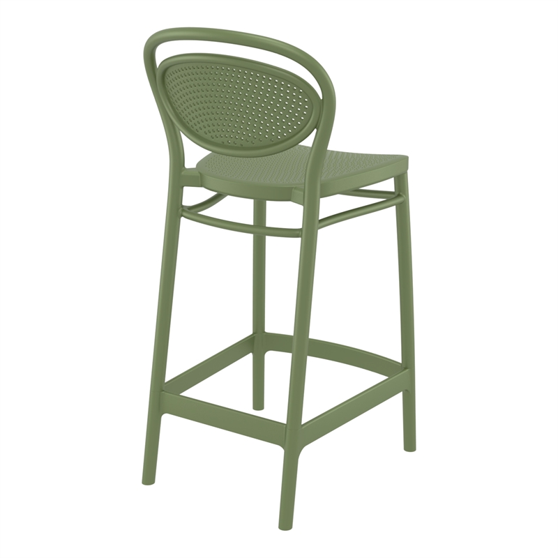 Home Square Indoor Outdoor Counter Stool in Olive Green - Set of 2