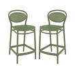 Home Square Indoor Outdoor Counter Stool in Olive Green - Set of 2