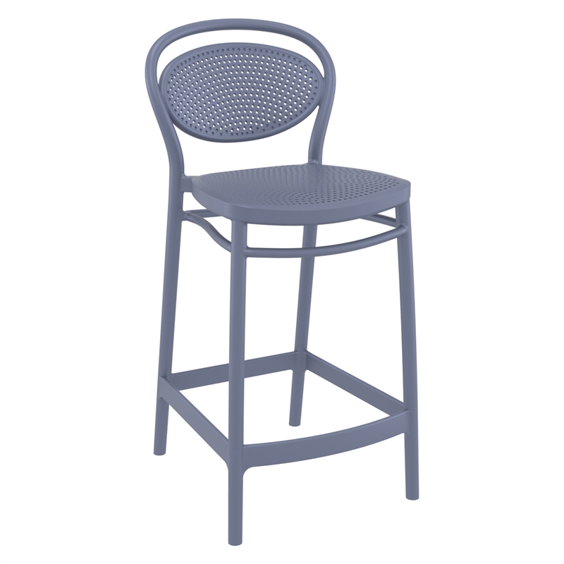 Home Square Indoor Outdoor Counter Stool in Dark Gray - Set of 2