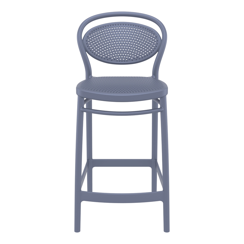 Home Square Indoor Outdoor Counter Stool in Dark Gray - Set of 2