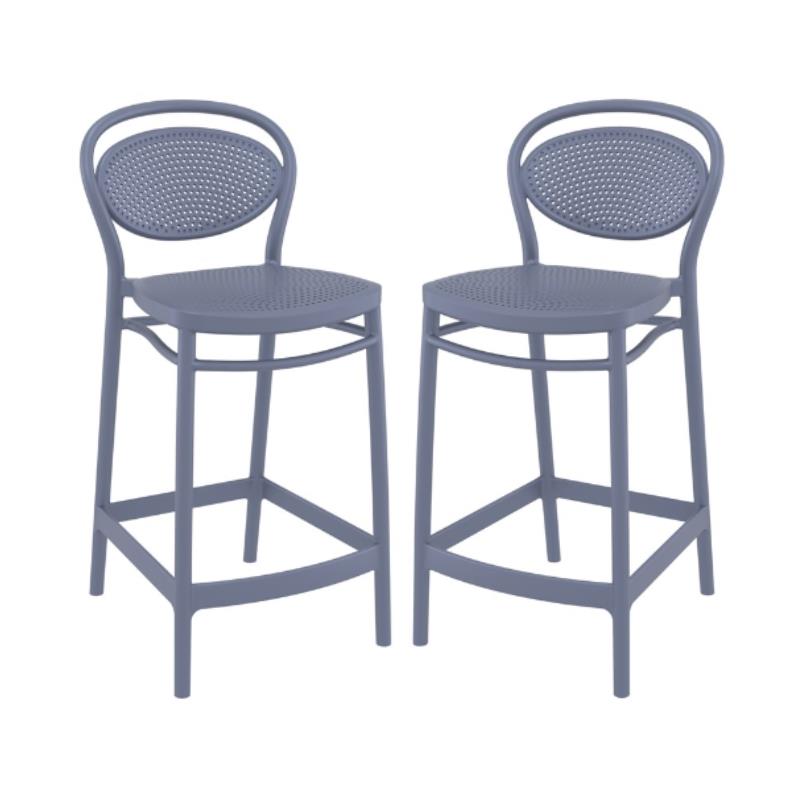 Home Square Indoor Outdoor Counter Stool in Dark Gray - Set of 2