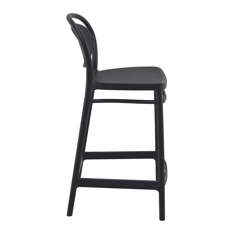 Home Square Indoor Outdoor Counter Stool in Black - Set of 2