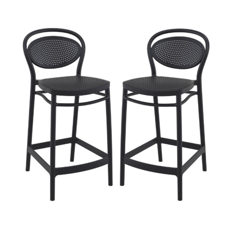 Home Square Indoor Outdoor Counter Stool in Black - Set of 2