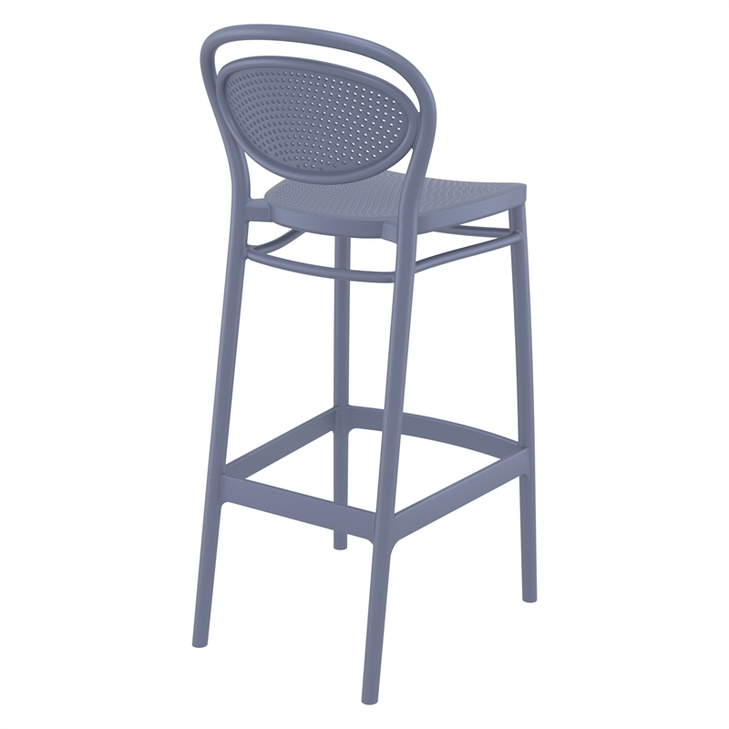Home Square Indoor Outdoor Bar Stool in Dark Gray - Set of 2