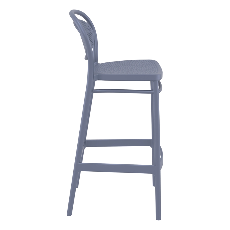 Home Square Indoor Outdoor Bar Stool in Dark Gray - Set of 2