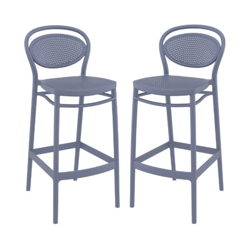 Home Square Indoor Outdoor Bar Stool in Dark Gray - Set of 2