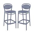 Home Square Indoor Outdoor Bar Stool in Dark Gray - Set of 2