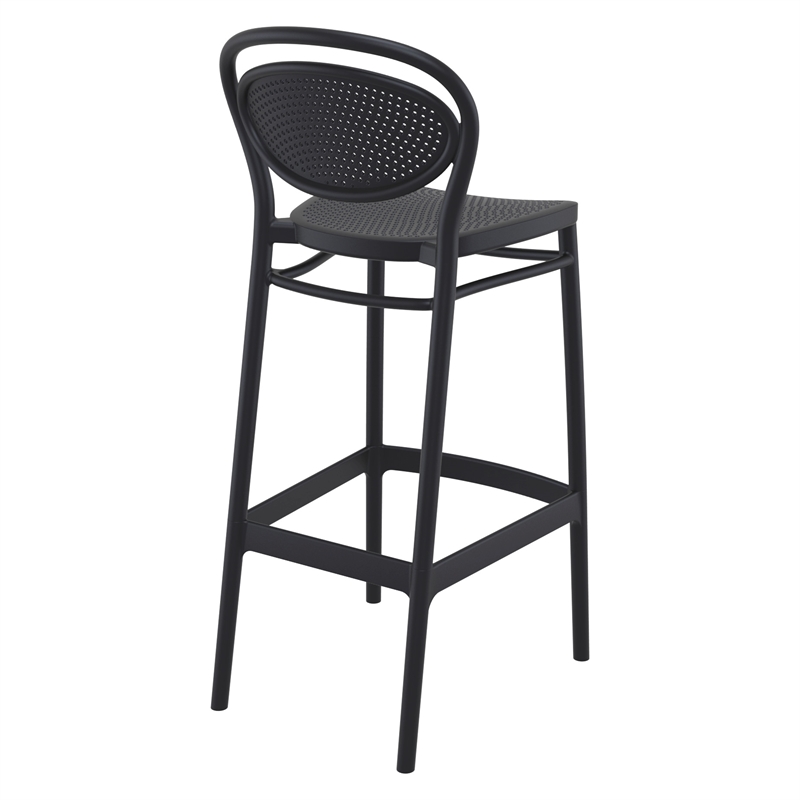 Home Square Contemporary Resin Indoor Outdoor Bar Stool in Black - Set of 2