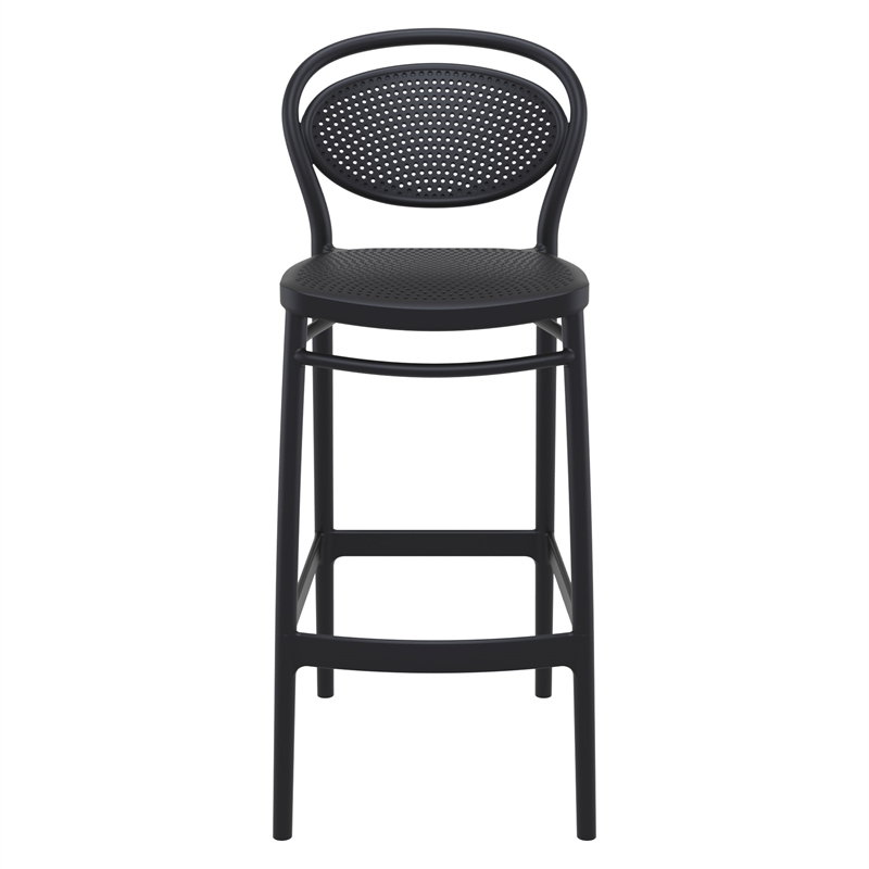 Home Square Contemporary Resin Indoor Outdoor Bar Stool in Black - Set of 2