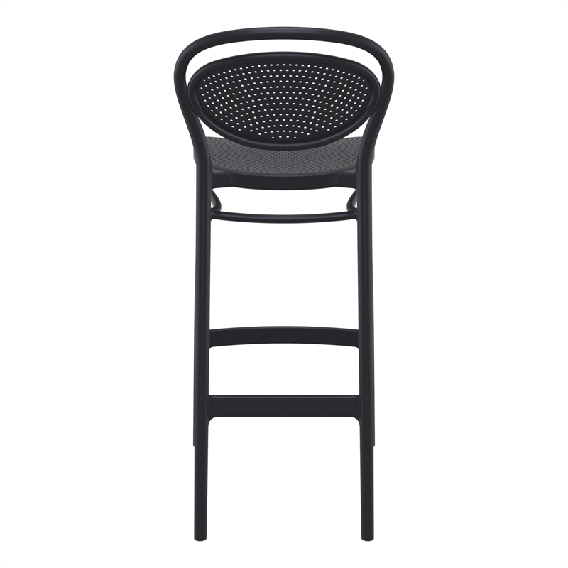 Home Square Contemporary Resin Indoor Outdoor Bar Stool in Black - Set of 2