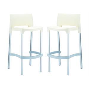 Home Square 29.5&quot Outdoor Bar Stool in Beige Finish - Set of 2