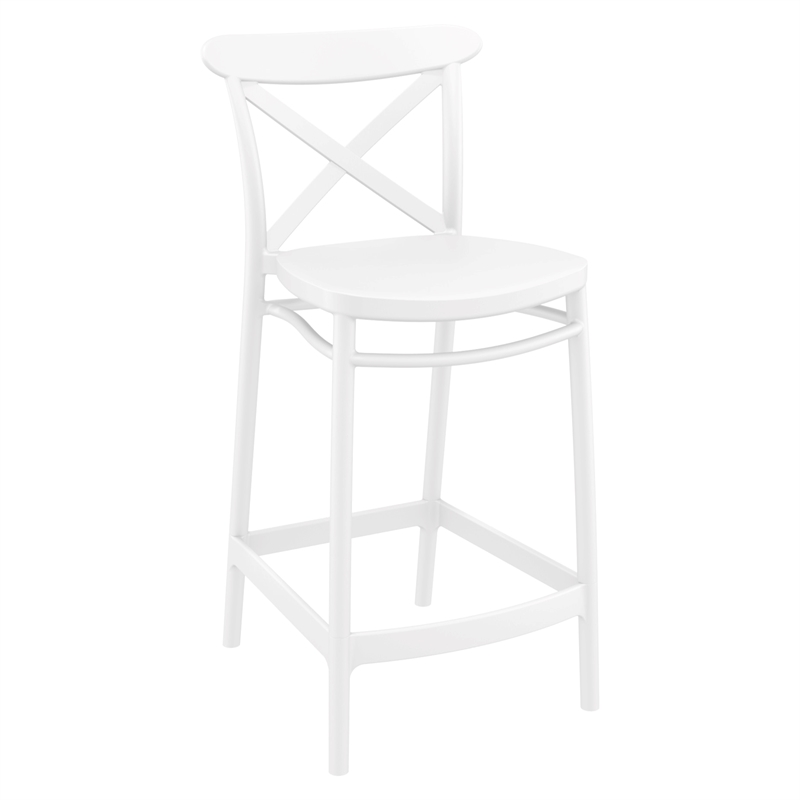 Home Square Cross Indoor Outdoor Counter Stool in White - Set of 2