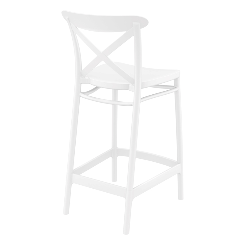 Home Square Cross Indoor Outdoor Counter Stool in White - Set of 2