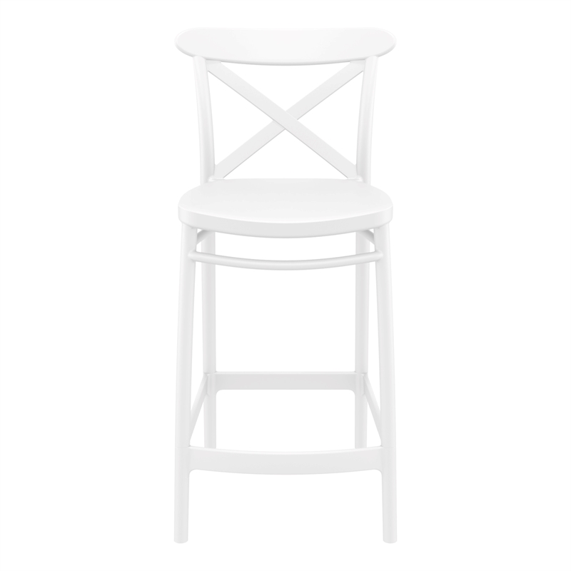Home Square Cross Indoor Outdoor Counter Stool in White - Set of 2