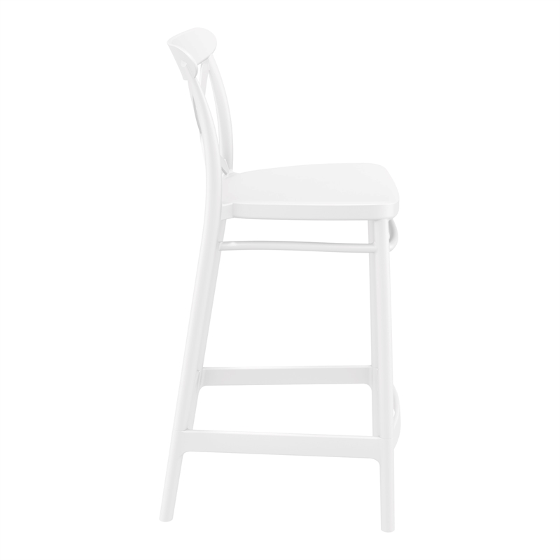 Home Square Cross Indoor Outdoor Counter Stool in White - Set of 2