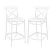 Home Square Cross Indoor Outdoor Counter Stool in White - Set of 2