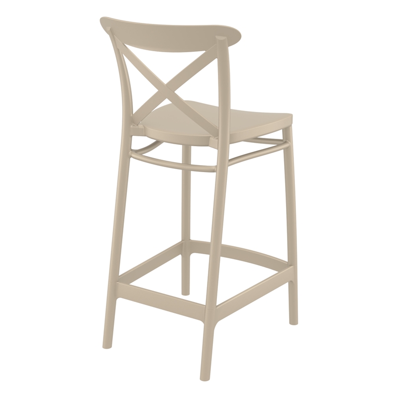 Home Square Cross Indoor Outdoor Counter Stool in Taupe - Set of 2