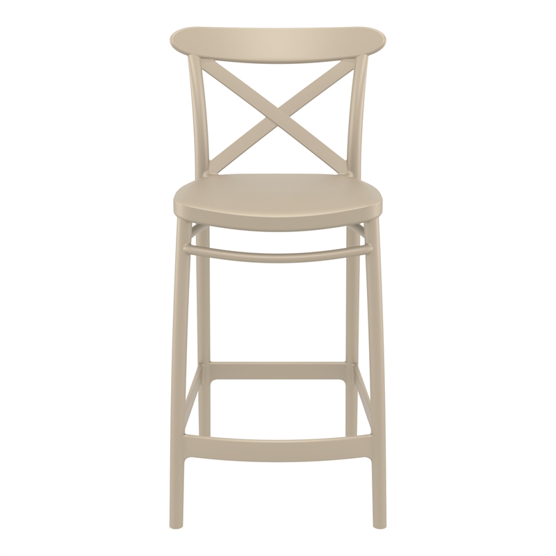 Home Square Cross Indoor Outdoor Counter Stool in Taupe - Set of 2