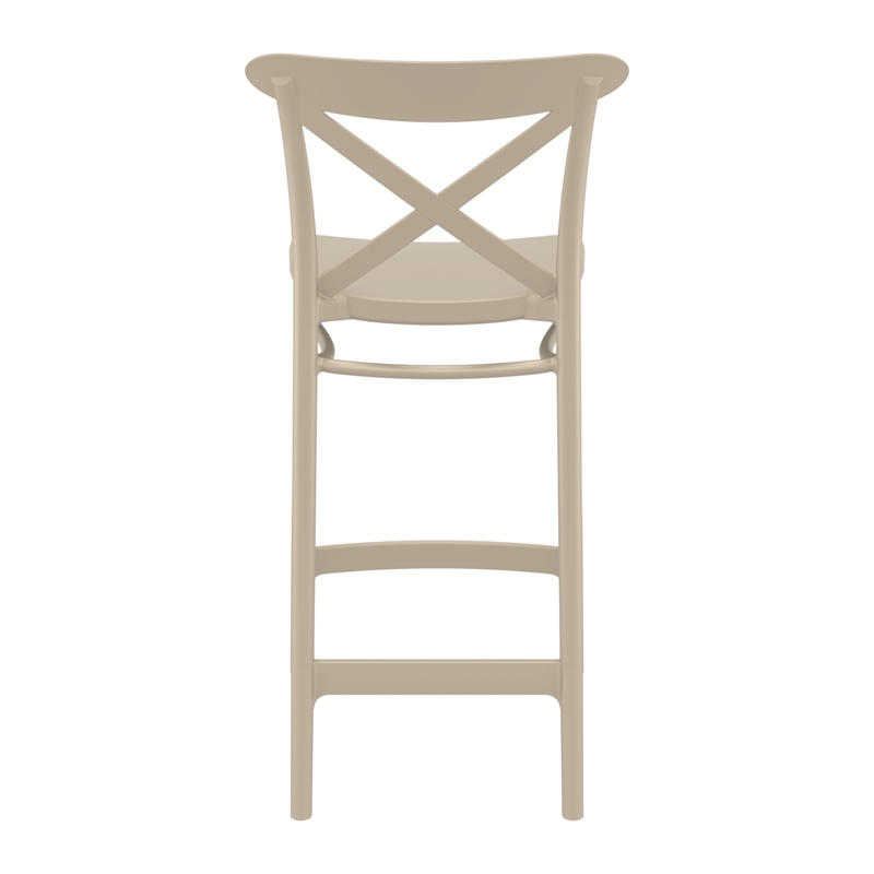 Home Square Cross Indoor Outdoor Counter Stool in Taupe - Set of 2
