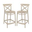 Home Square Cross Indoor Outdoor Counter Stool in Taupe - Set of 2