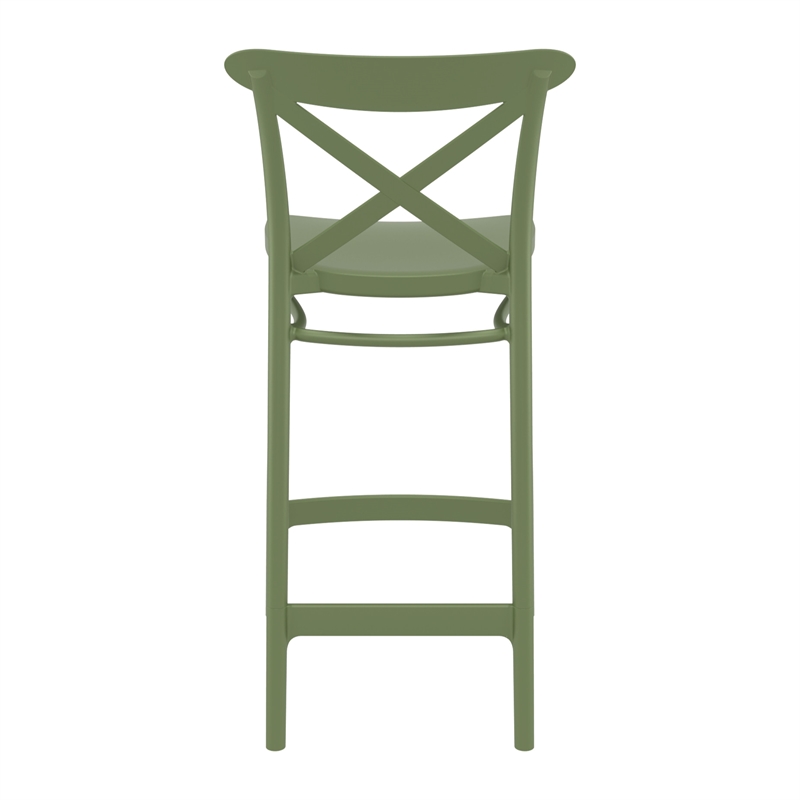Home Square Cross Indoor Outdoor Counter Stool in Olive Green - Set of 2