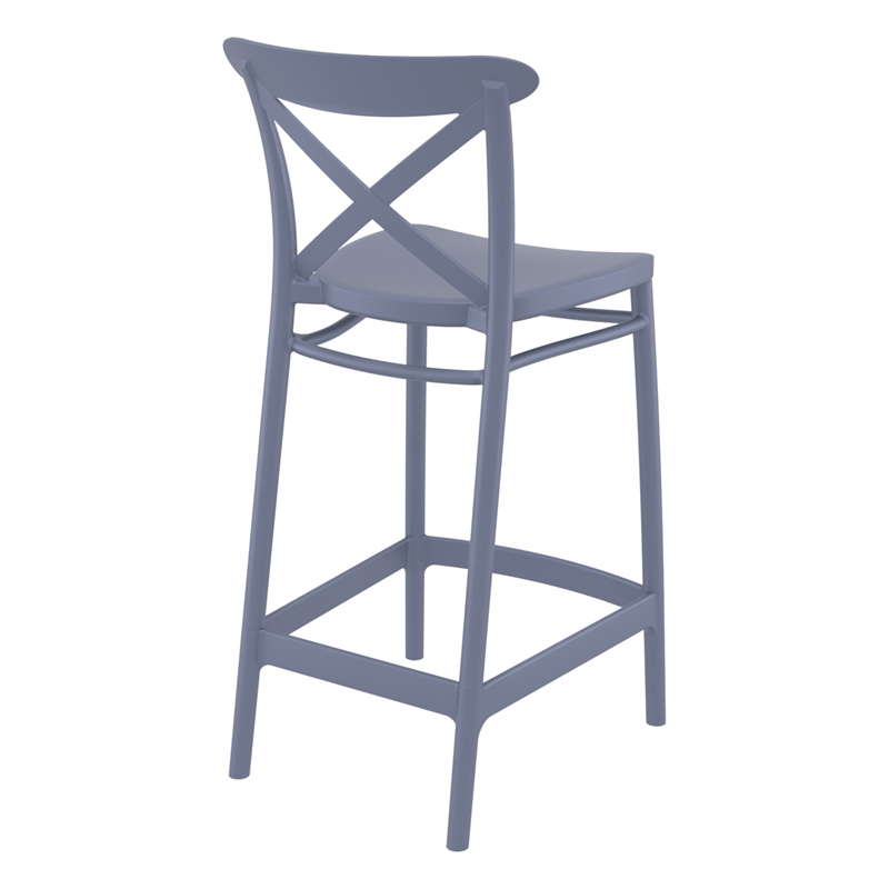 Home Square Cross Indoor Outdoor Counter Stool in Dark Gray - Set of 2
