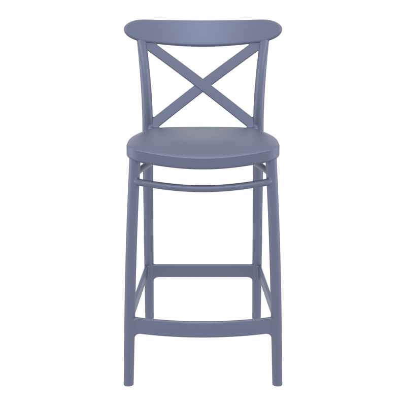 Home Square Cross Indoor Outdoor Counter Stool in Dark Gray - Set of 2