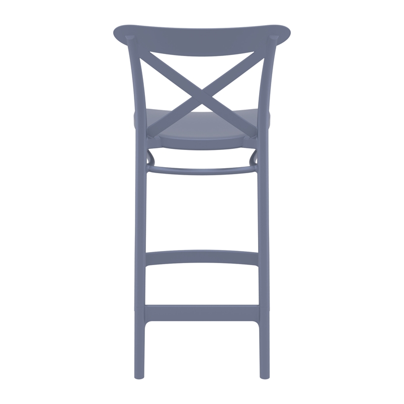 Home Square Cross Indoor Outdoor Counter Stool in Dark Gray - Set of 2