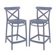 Home Square Cross Indoor Outdoor Counter Stool in Dark Gray - Set of 2