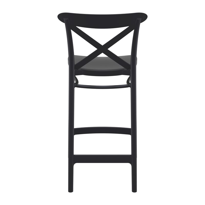 Home Square Cross Indoor Outdoor Counter Stool in Black - Set of 2