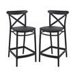 Home Square Cross Indoor Outdoor Counter Stool in Black - Set of 2