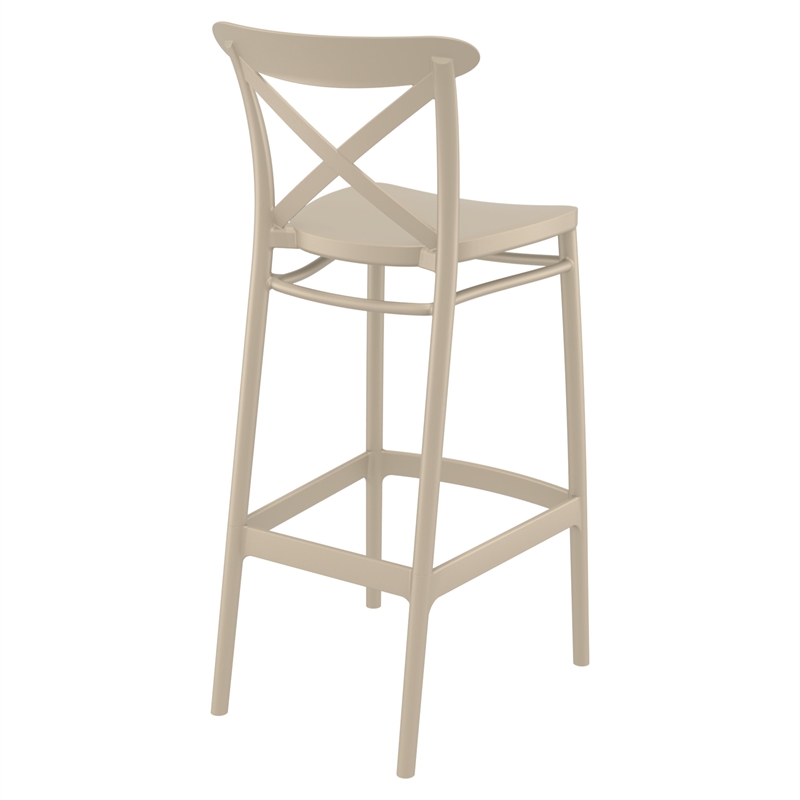 Home Square Cross Indoor Outdoor Bar Stool in Taupe - Set of 2